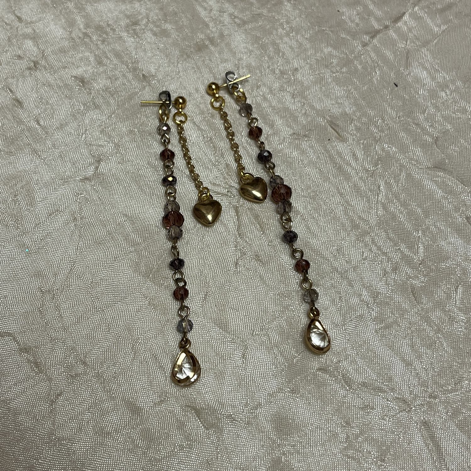 Burgundy beaded back drop earrings