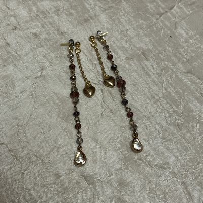 Burgundy beaded back drop earrings