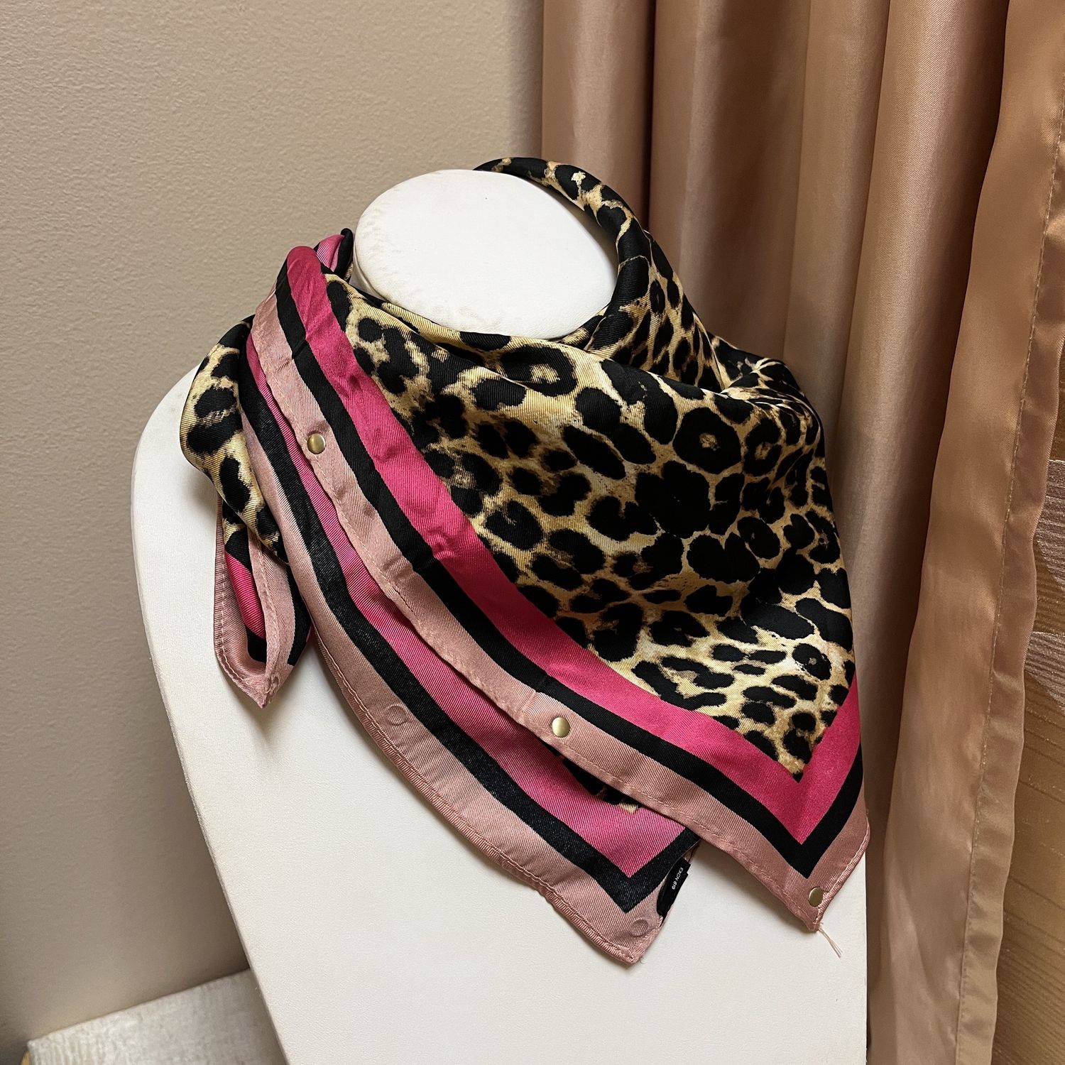 Pink Leopard Print Scarf