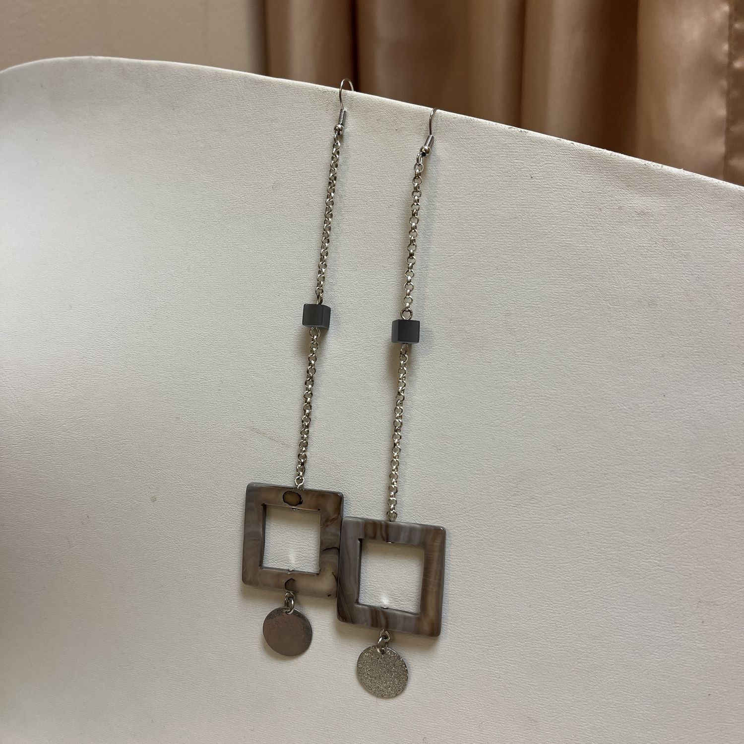 Long boho square earrings