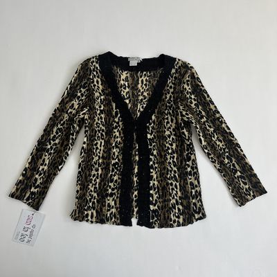 leopard stretch long sleeve top