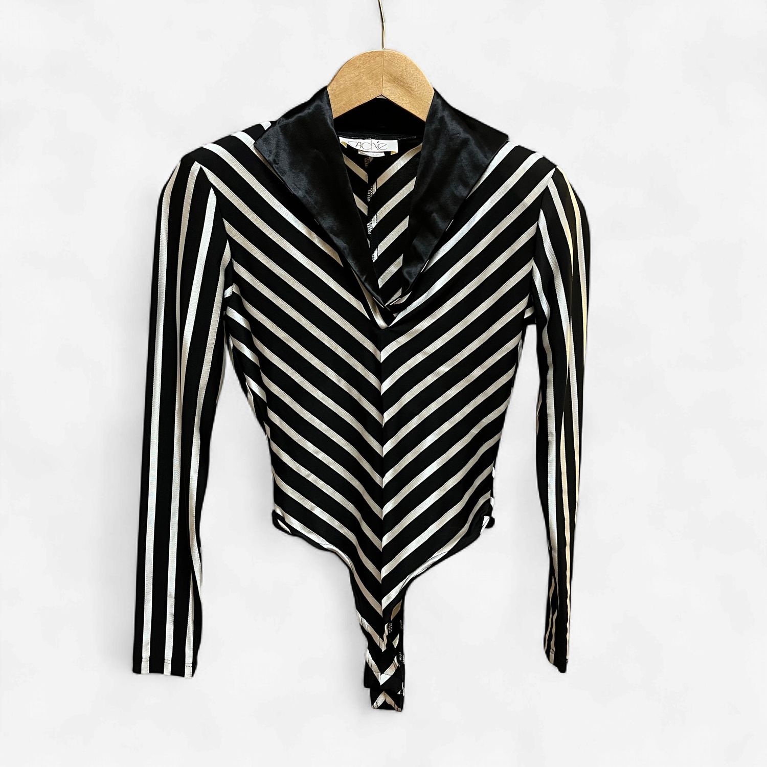b&amp;w diagonal Stripe Bodysuit