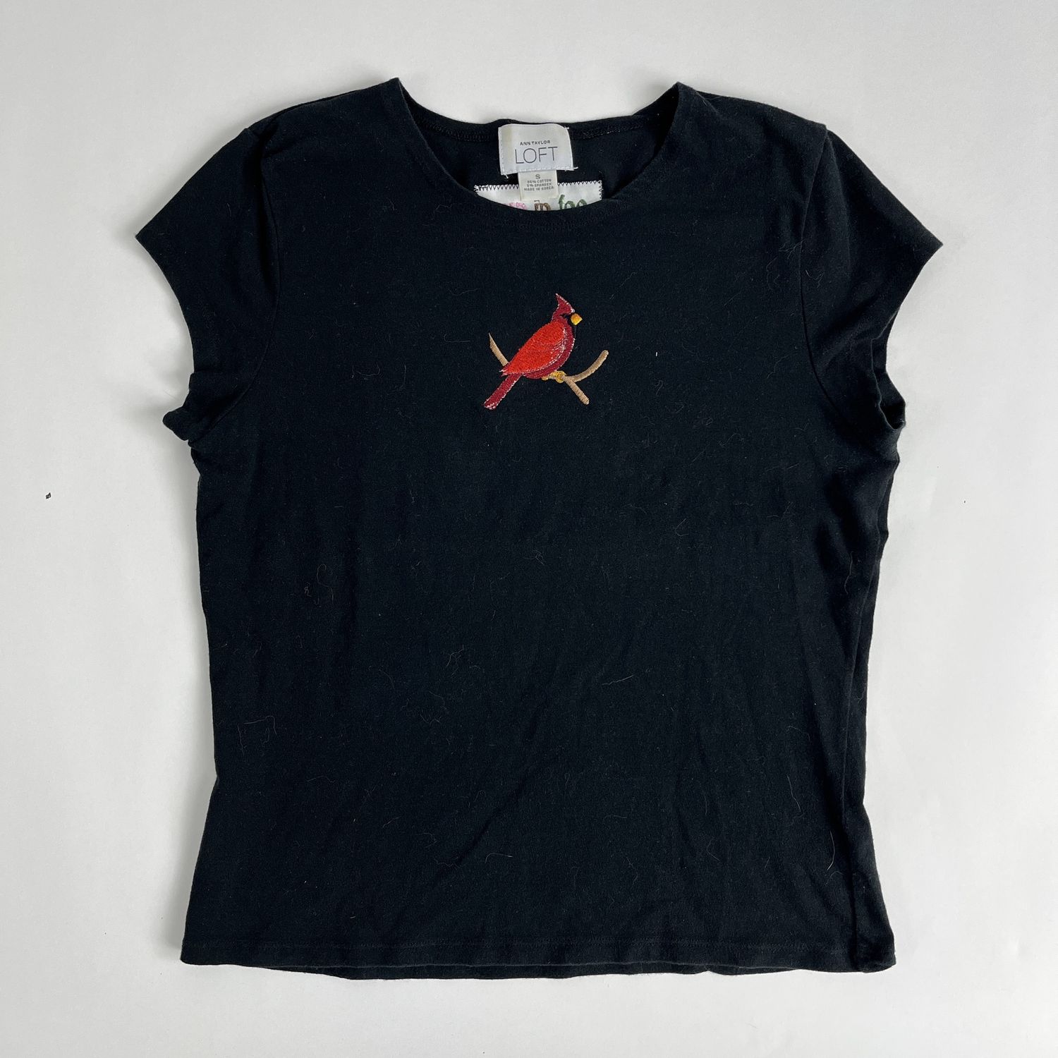 Cardinal Embroidery, Style: Black Tee