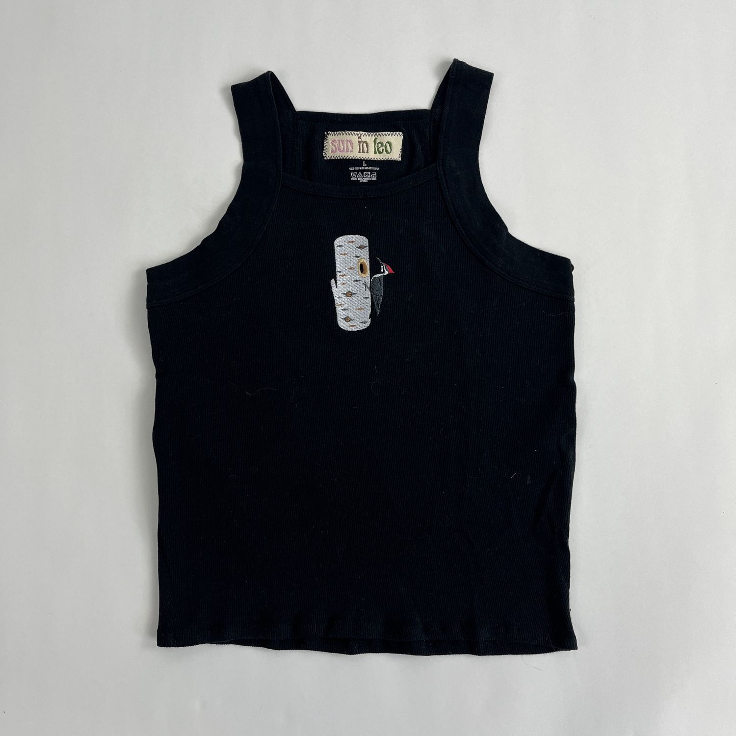 Woodpecker Embroidery, Style: Black Tank