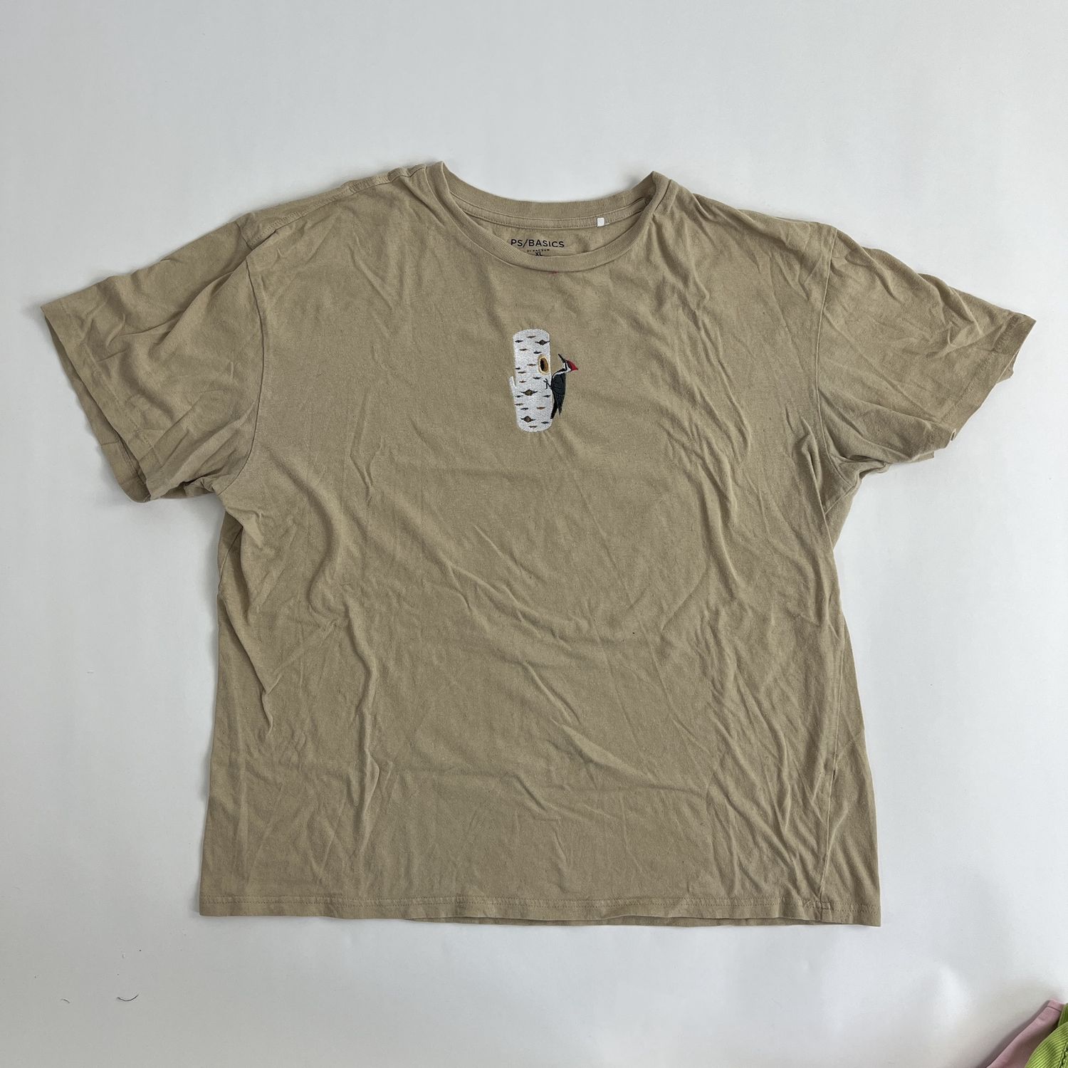 Woodpecker Embroidery, Style: Tan Tee