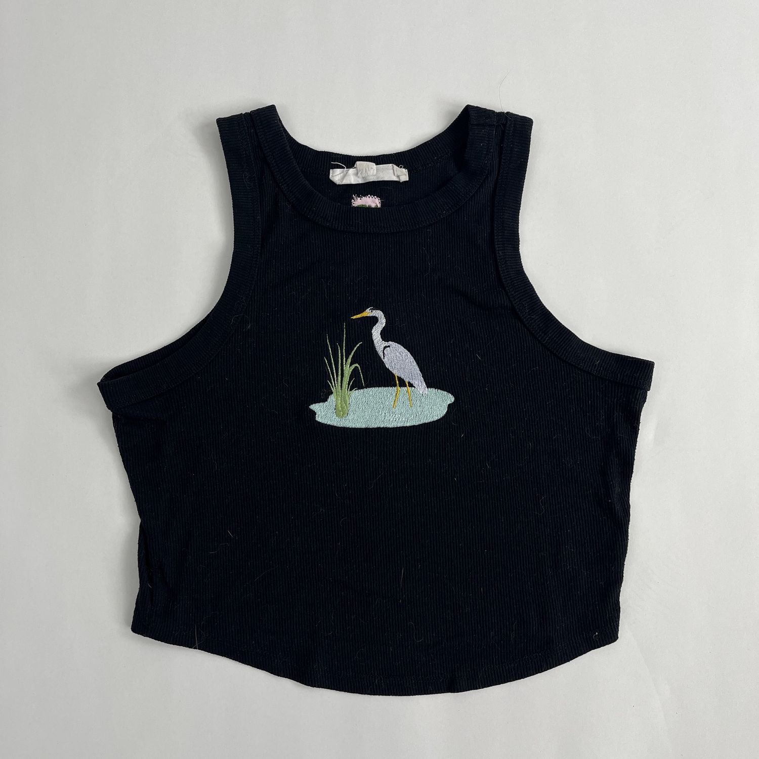 Heron Embroidery, Style: Black Tank