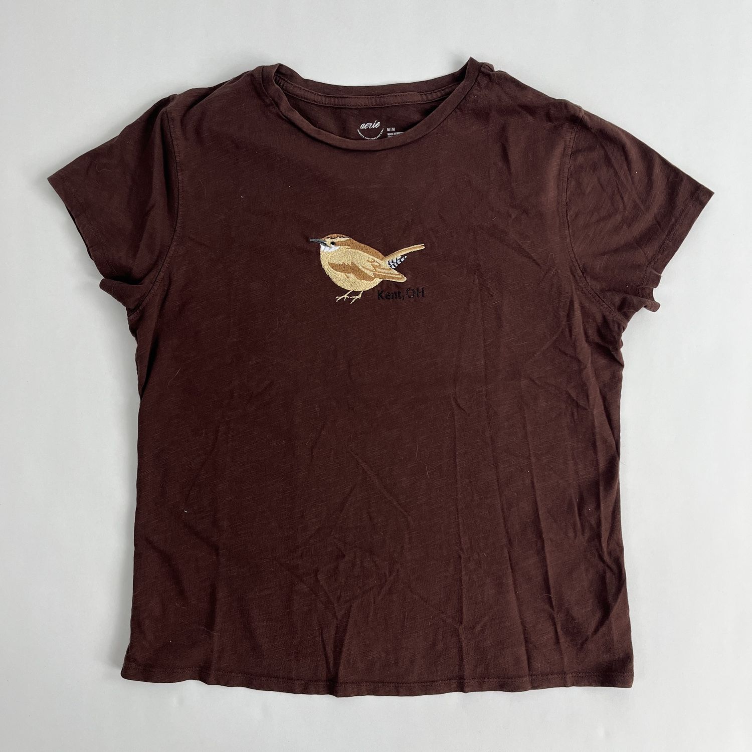 Wren Embroidery, Style: Brown Tee