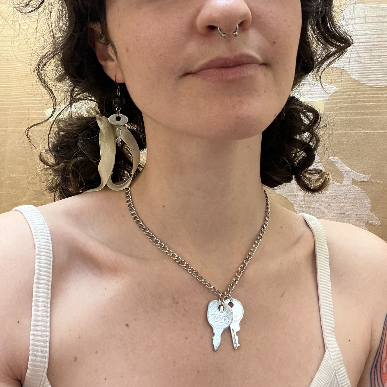 Double Silver Key necklace