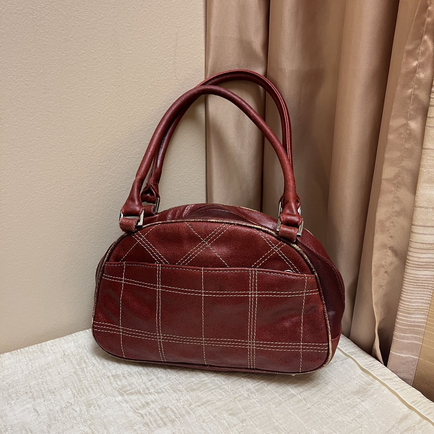 Red Stitched Leather Purse