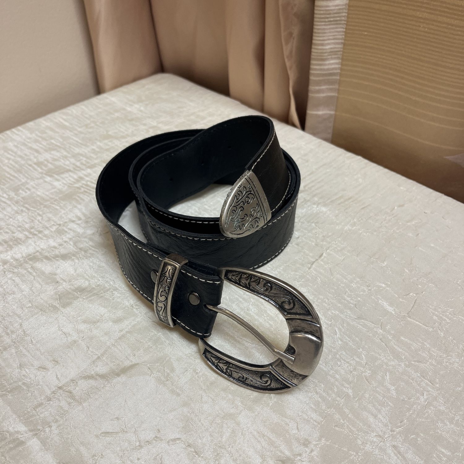 Cowboy Silver Buckle Belt