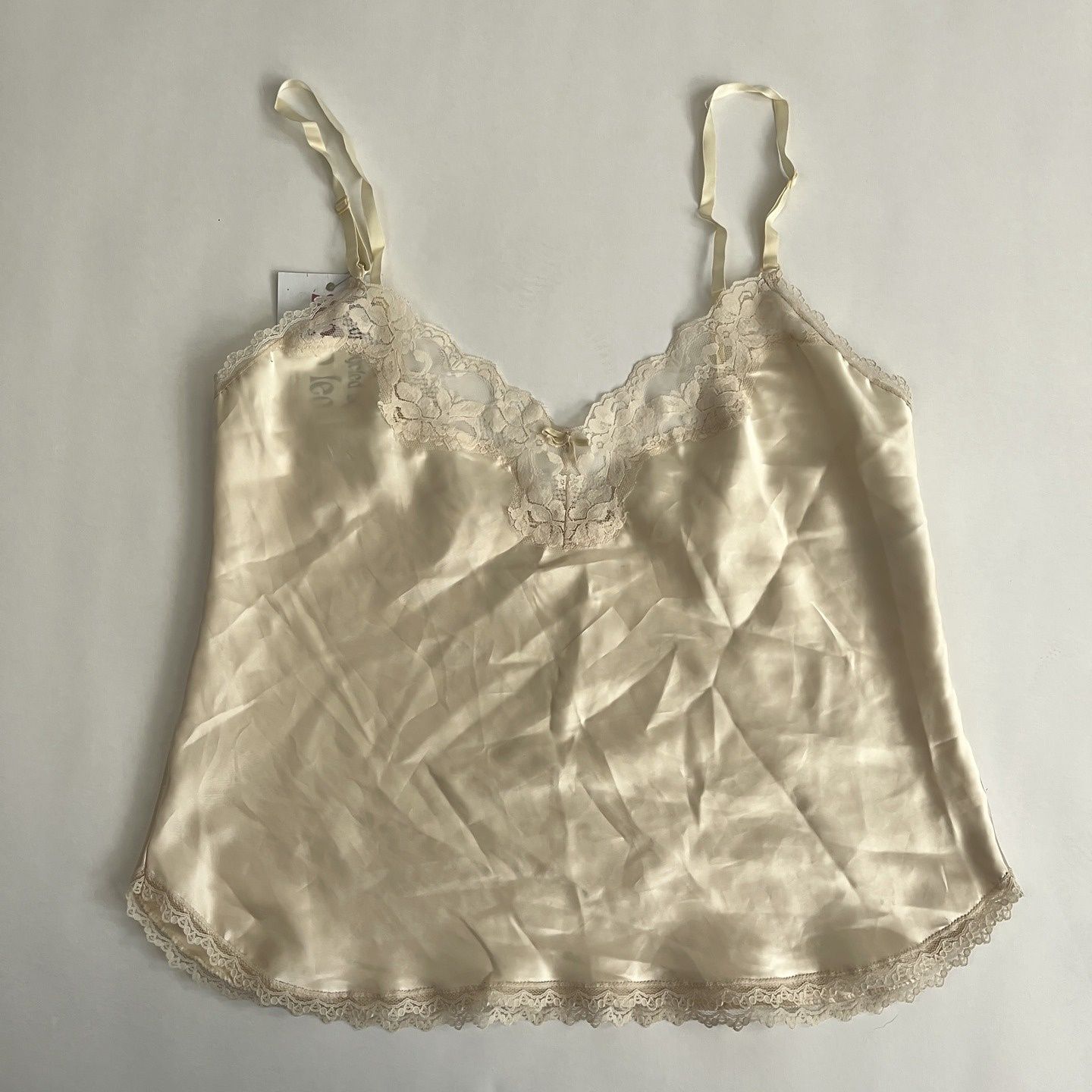 Cream lace silk Tank