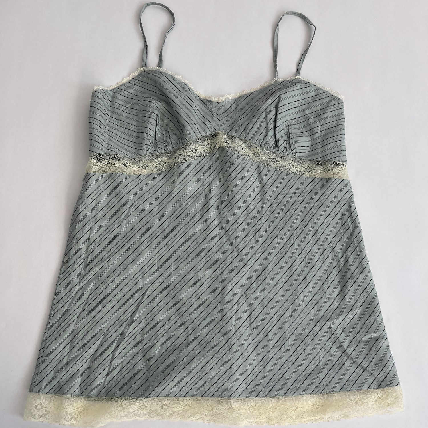 Soft Blue Lace Striped Tank