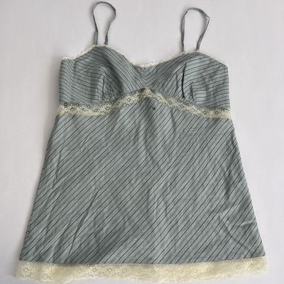 Soft Blue Lace Striped Tank