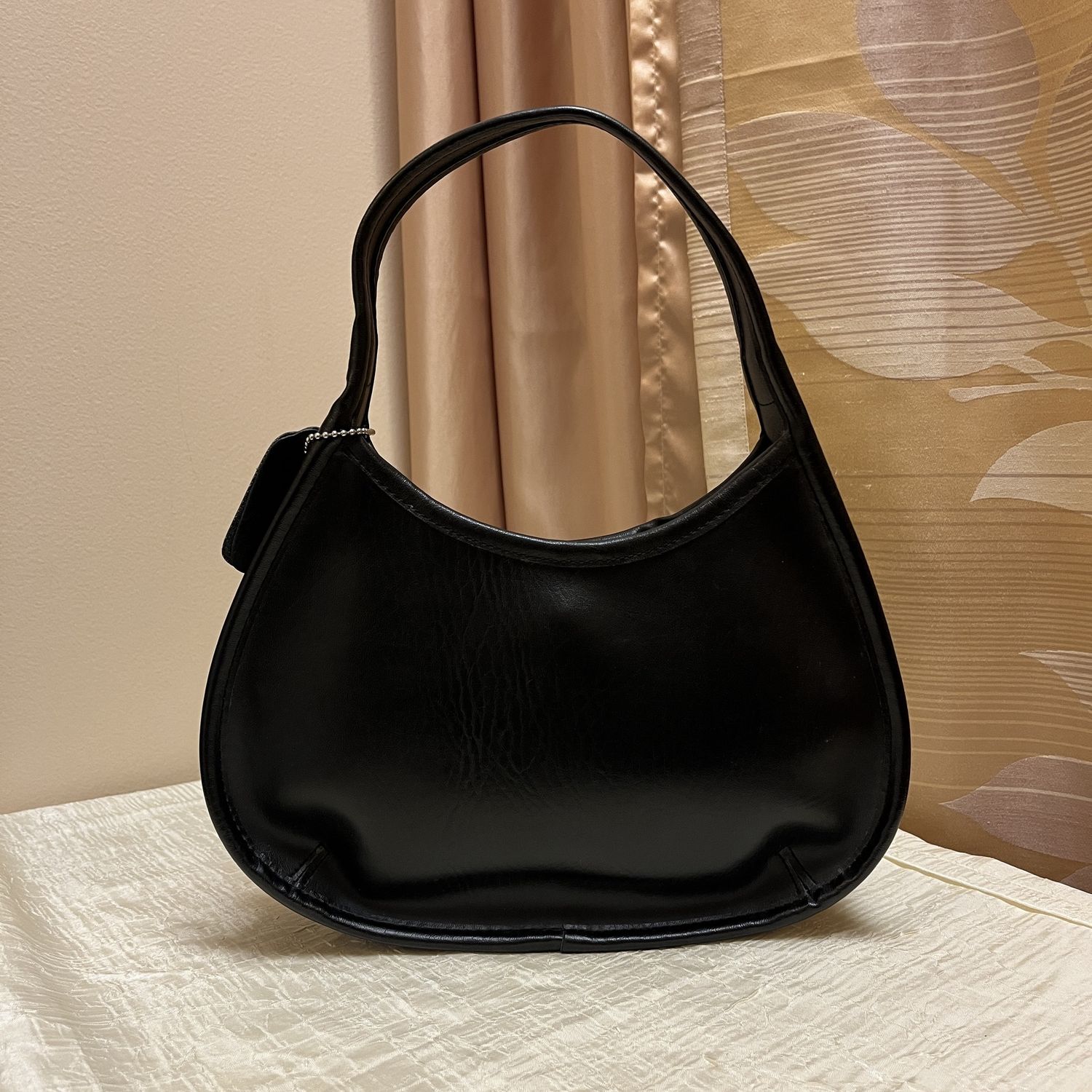 Round Black Leather Shoulder Bag