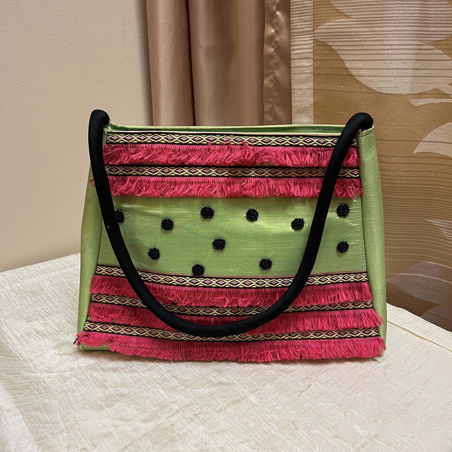 Pink &amp; Green Fringe Bag
