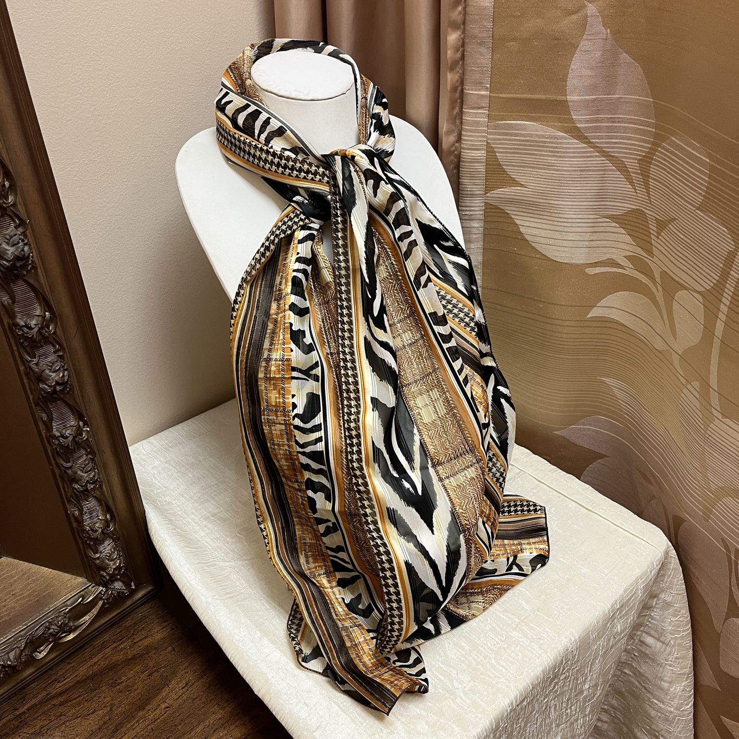 Mixed Prints Tan Scarf