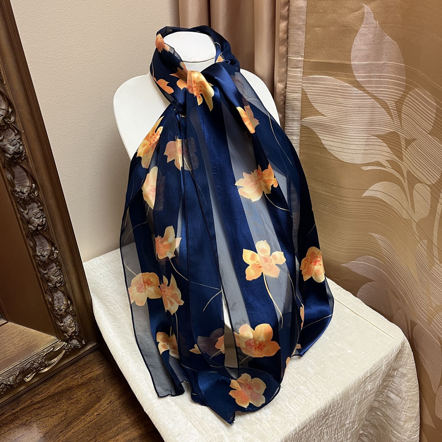 Orange Flowered Scarf