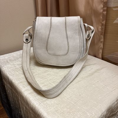 White Leather Saddle Bag