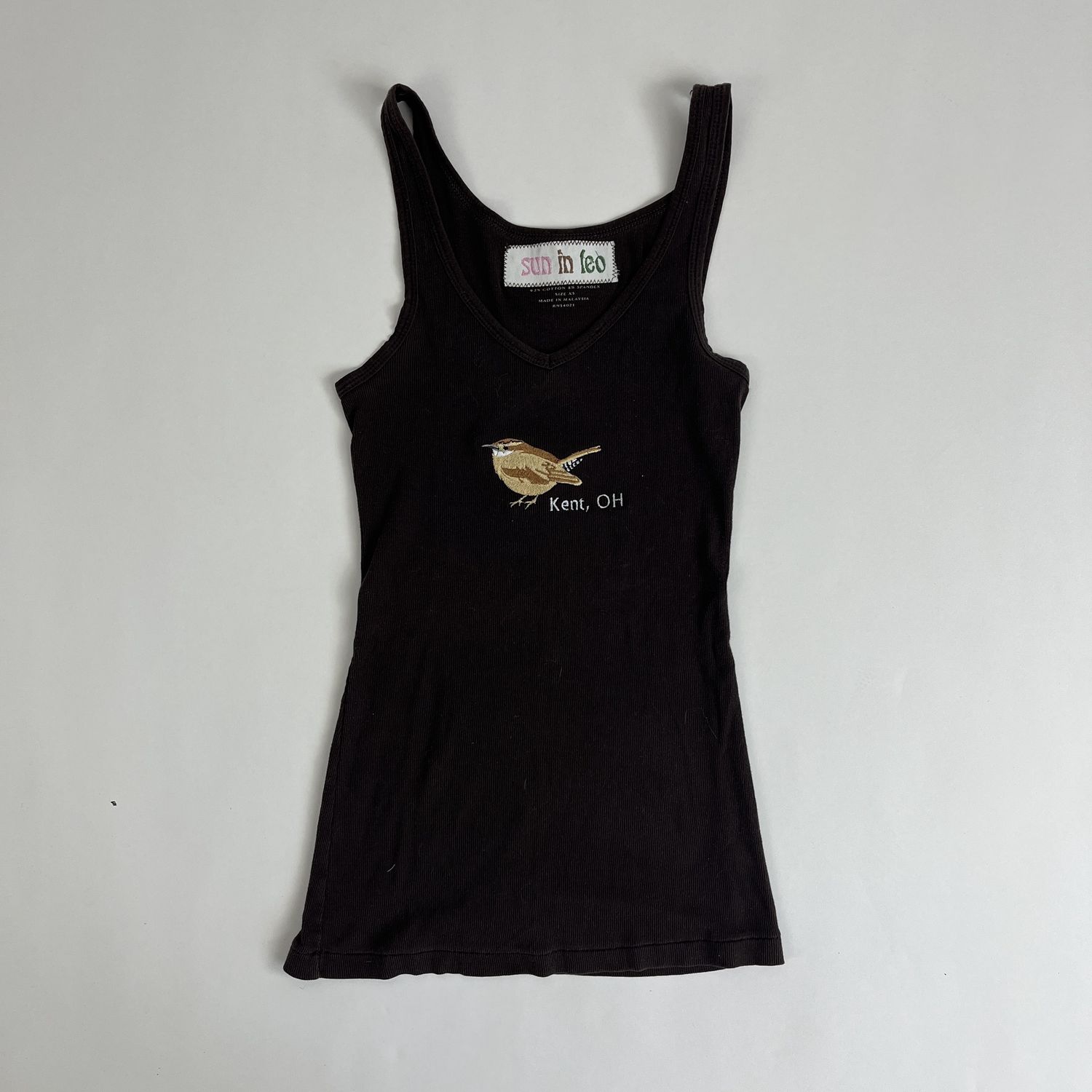 Wren Embroidery, Style: Brown Tank
