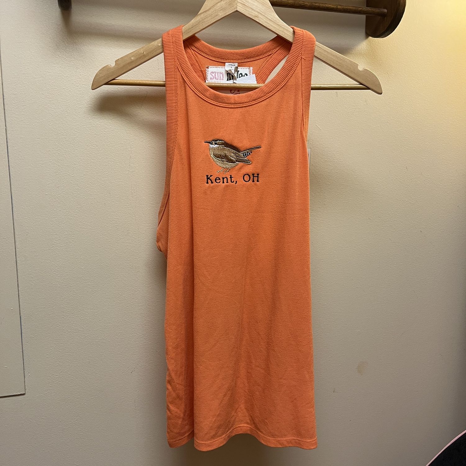 Wren Embroidery, Style: Orange Tank