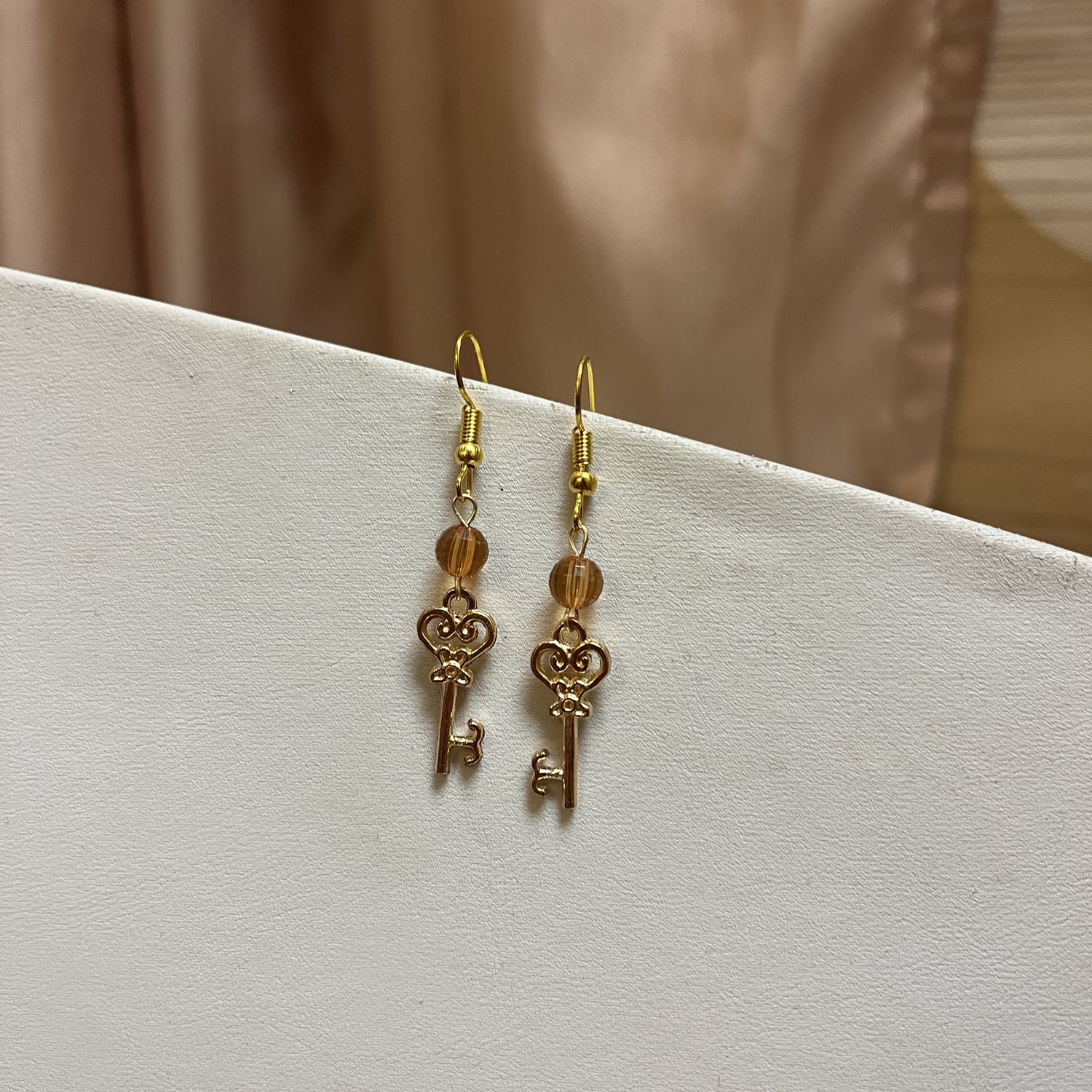 Small Orange Key Earrings