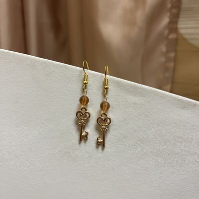Small Orange Key Earrings