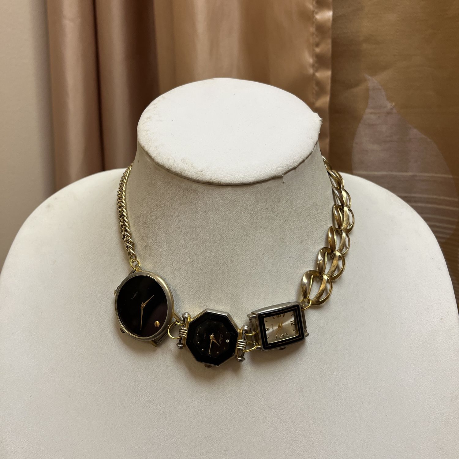 Gold Triple Watch Necklace