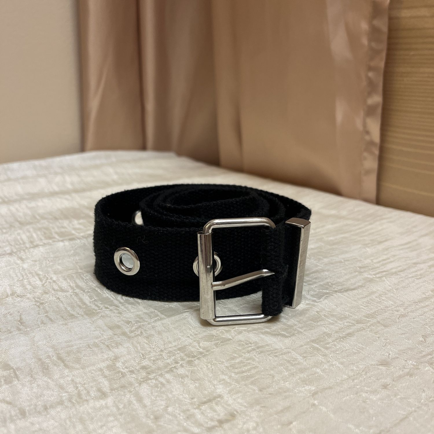 Black Fabric Silver Studded Belt