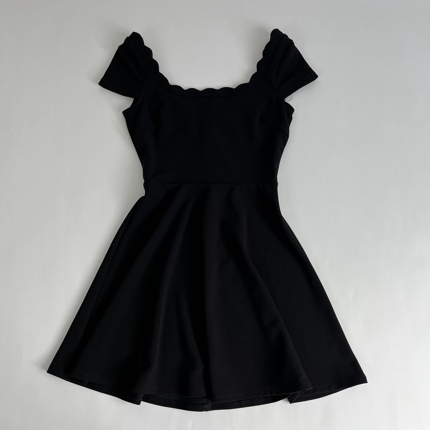 Scalloped Black Mini Dress