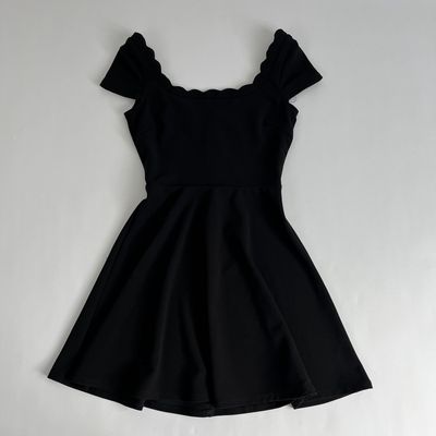 Scalloped Black Mini Dress