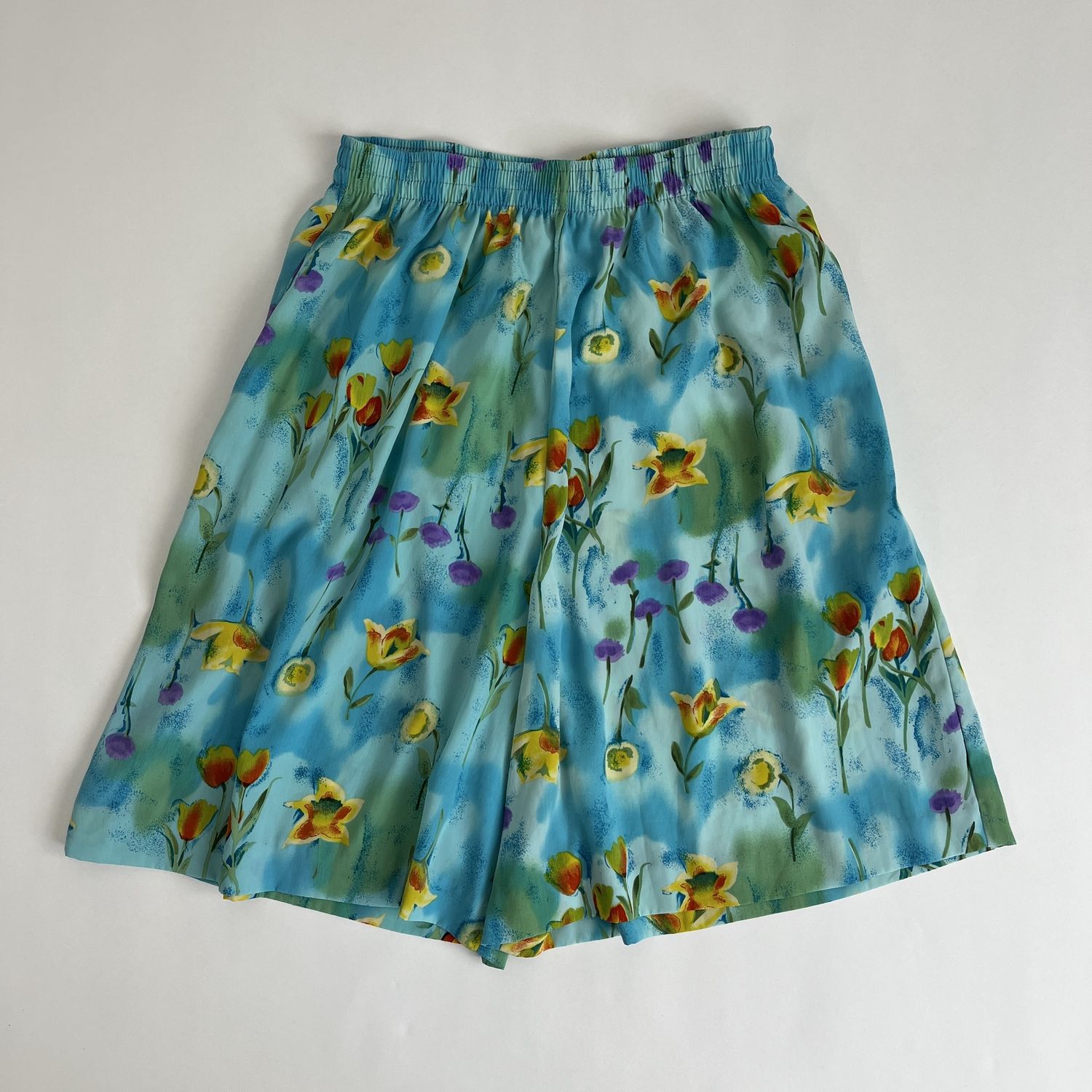 Flowy Blue Floral Shorts