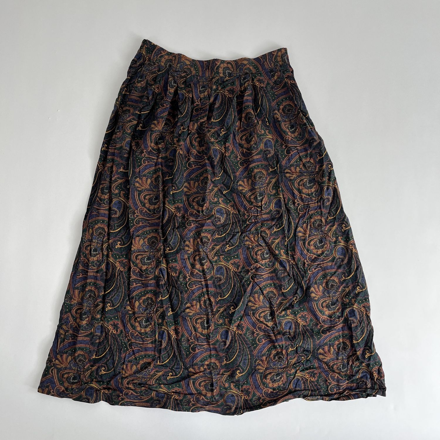 Blue Paisley Midi Skirt