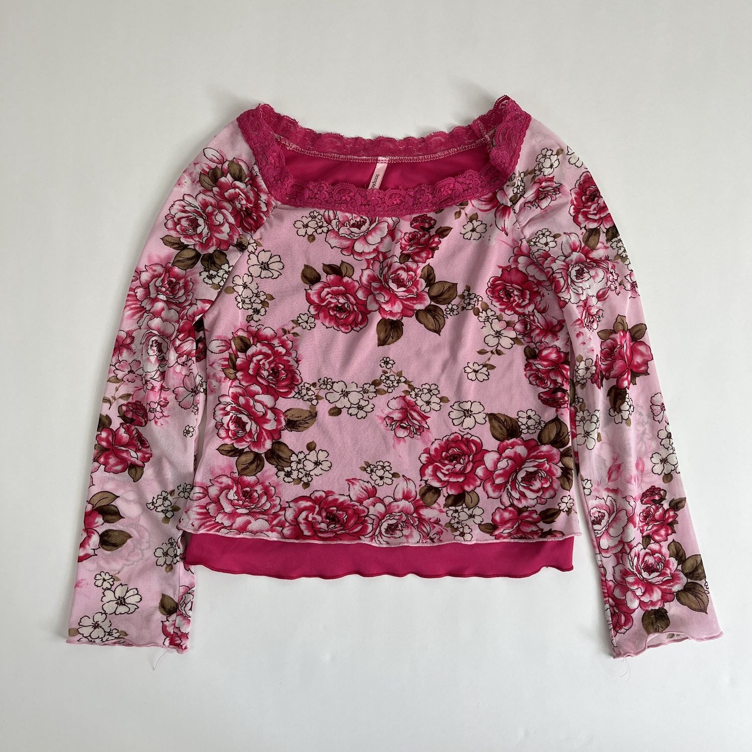 Pink Floral Lace Blouse