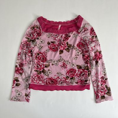Pink Floral Lace Blouse