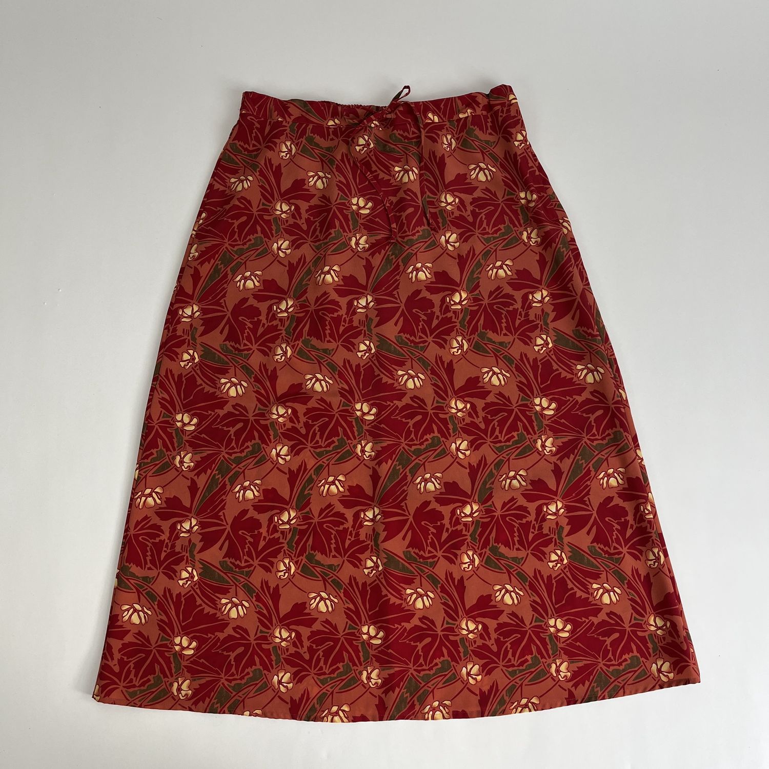 Red Flower Midi Skirt