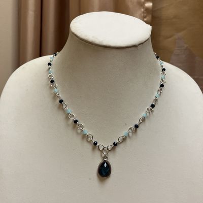 Silver Blue Teardrop Necklace