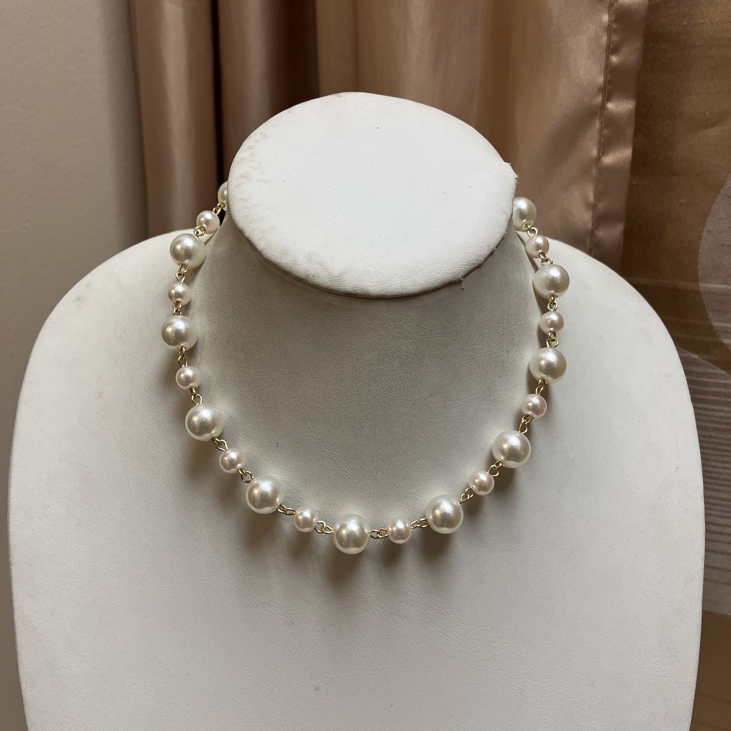 Chunky Gold Pearl Necklace