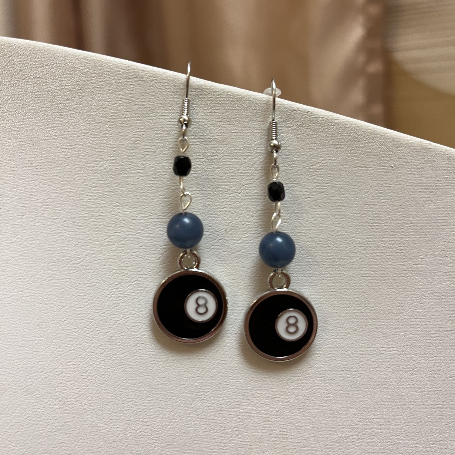 Silver 8-Ball Dangle Earrings