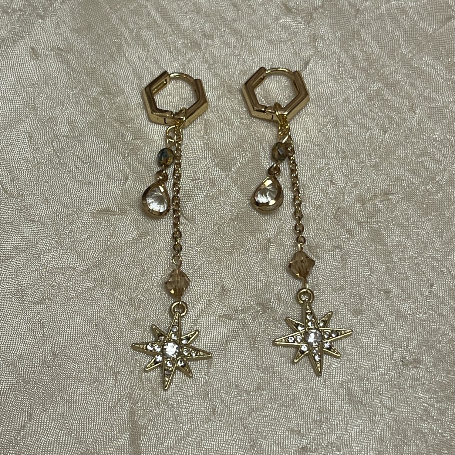Gold Sparkle Star Hoops