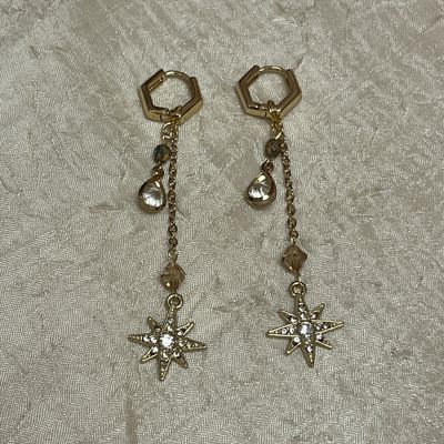 Gold Sparkle Star Hoops