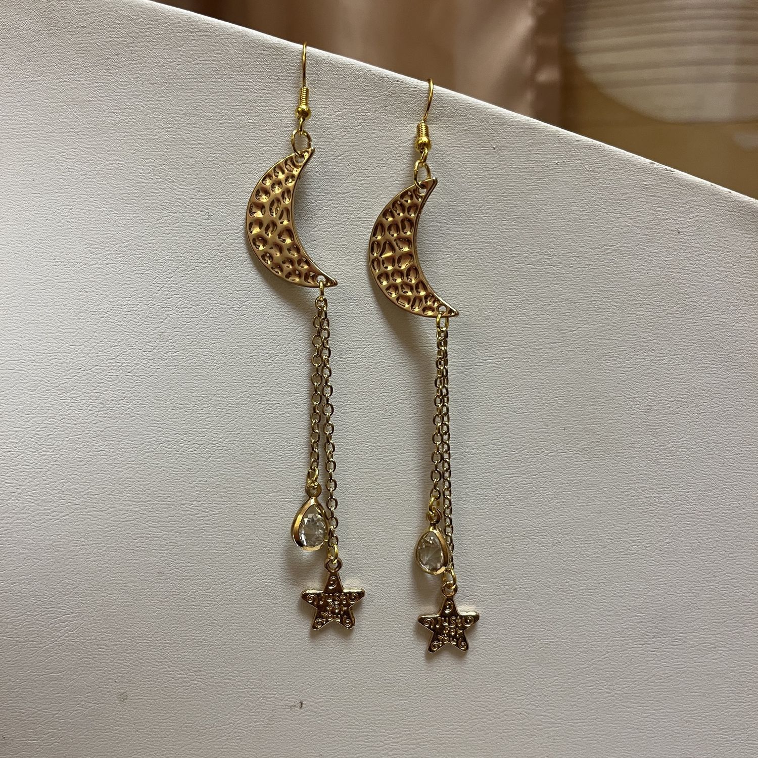 Gold Moon and Star Earrings