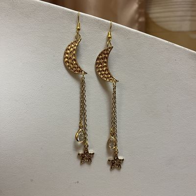 Gold Moon and Star Earrings