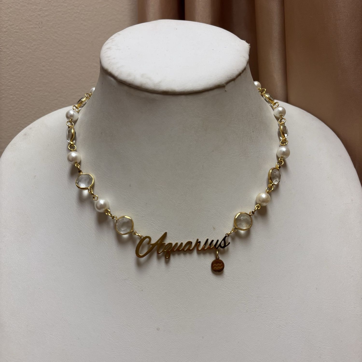 Gold Pearl Aquarius Necklace