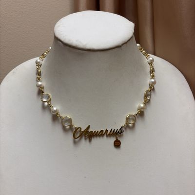 Gold Pearl Aquarius Necklace