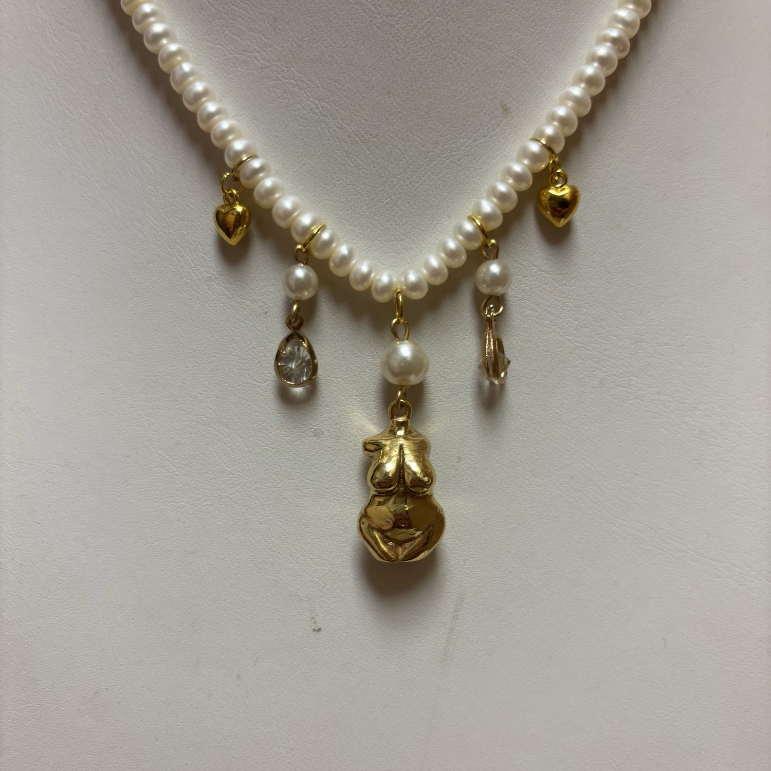 Gold Pearl Body Pendant Necklace