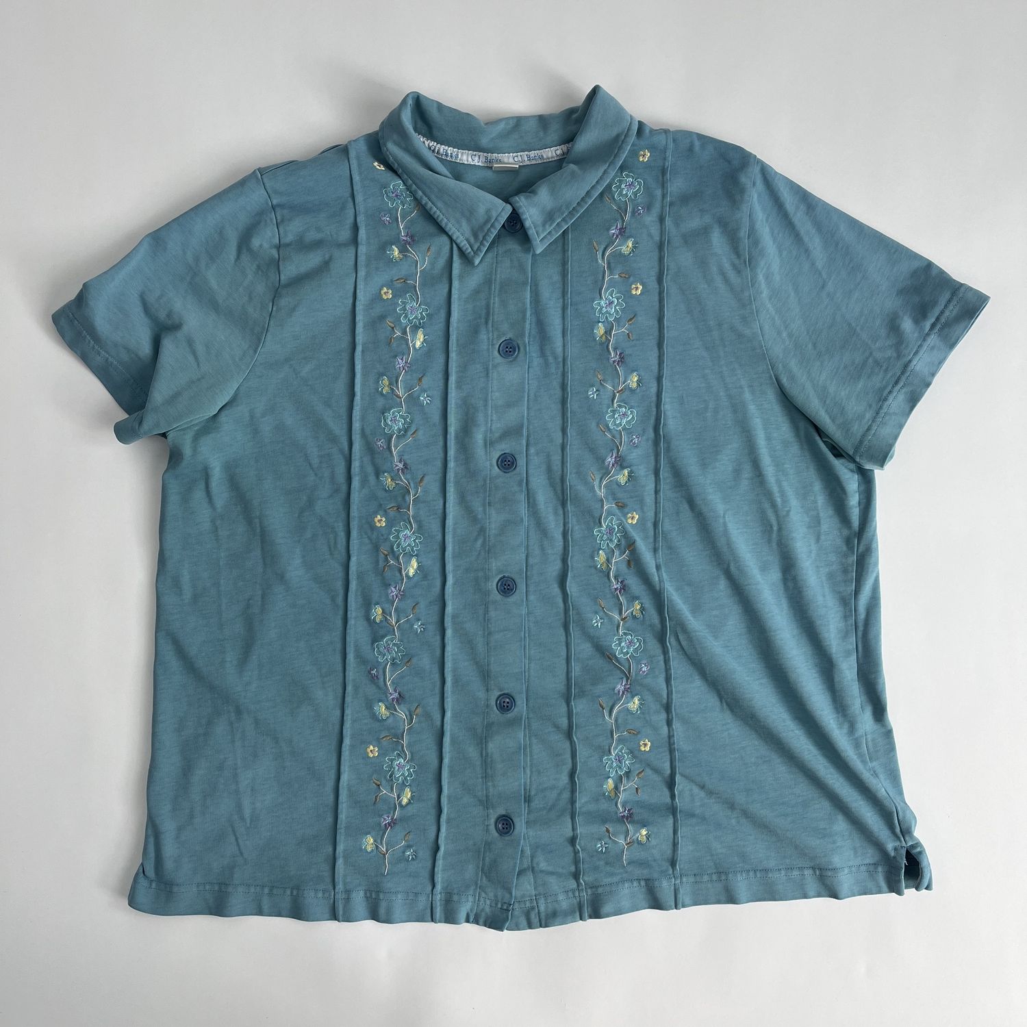 Floral Embroidery Button Down