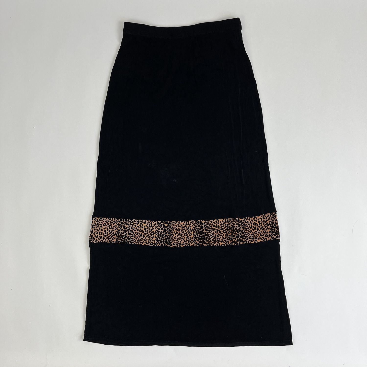 Black Leopard Panel Skirt