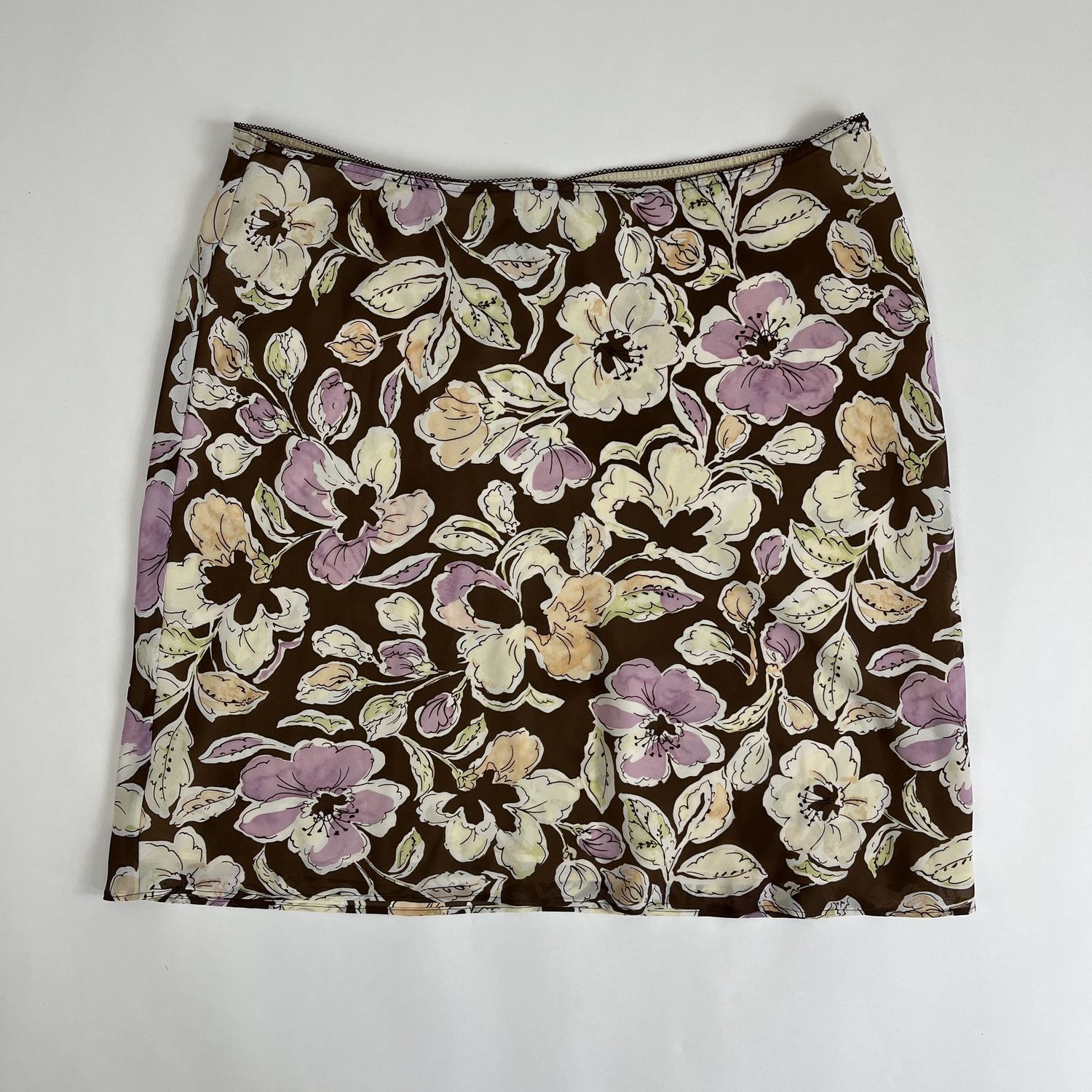 Chocolate Cream Floral Skirt