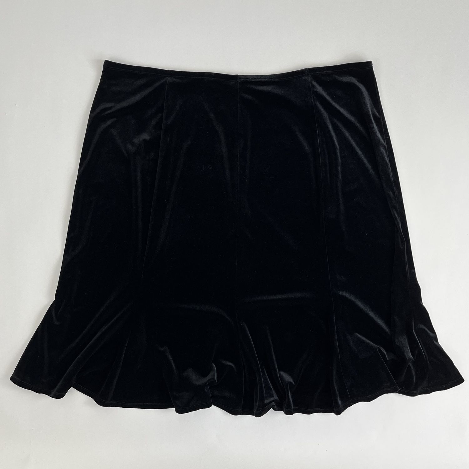 Black Velvet Flare Midi Skirt