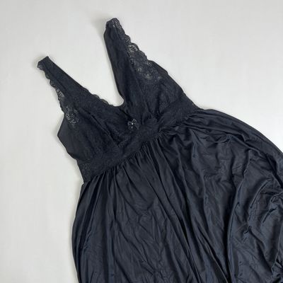 Black Gathered Waist Dress
